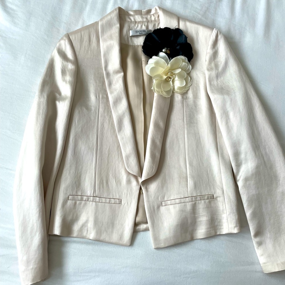 Lanvin Ivory Satin blazer jacket